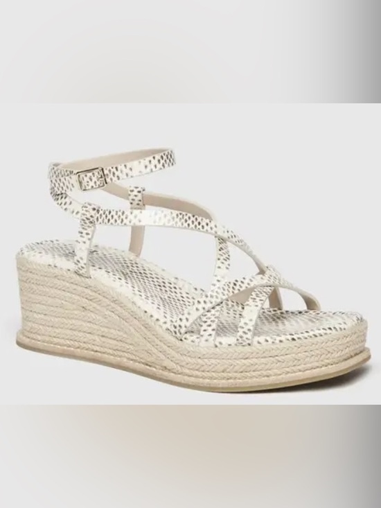 PAIGE Shoes - PAIGE Julian Wedge Natural Multi Leather Snake Printed 
Gladiator-Inspired Sz:7